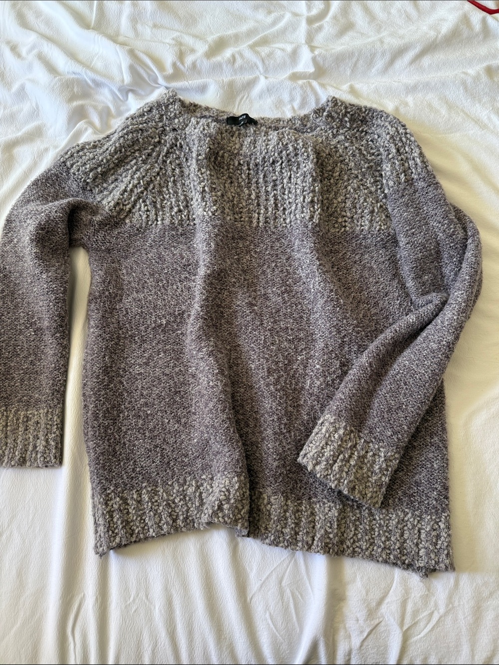 Fate Two-Tone Purple Textured Knit Crewneck Sweater